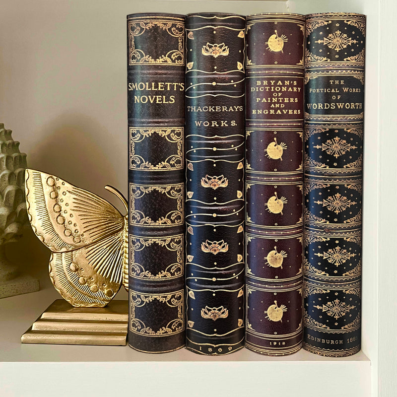 Set of 4 - Book-Look A4 Ring Binders - The Writers Dark Leather