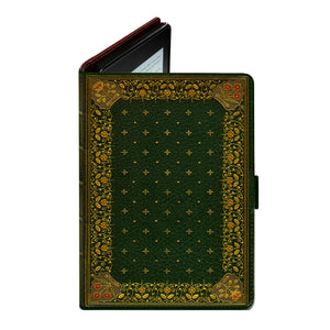 Ornate Olive Green - Luxury Faux Leather Case - eReader & Tablet