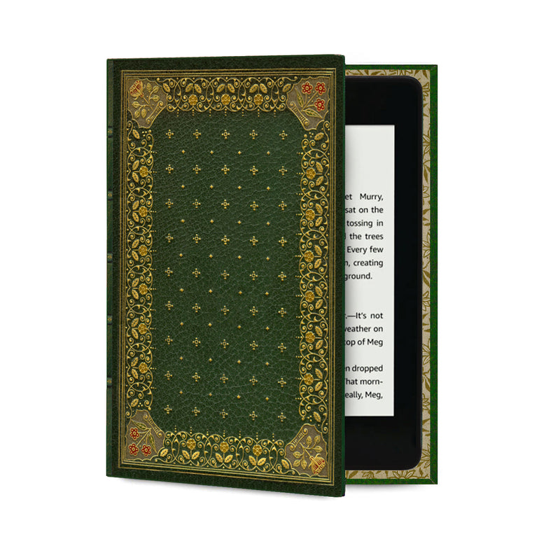 Ornate Green Universal Hardback eReader Case / Classic Book Collection