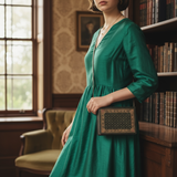 Ornate Green <br> Crossbody Book Bag