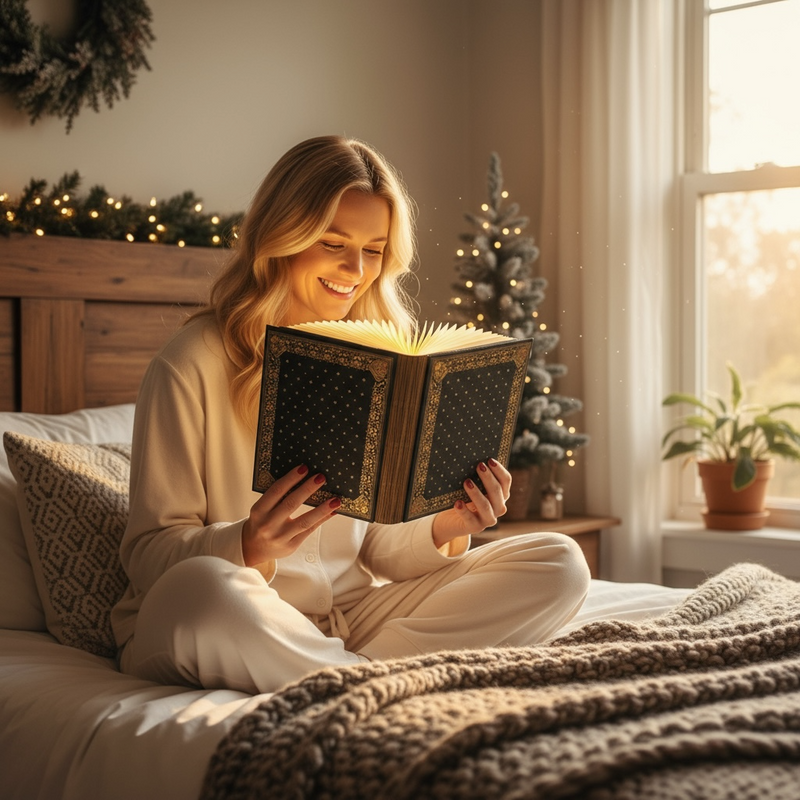 Book Look Wireless Reading Light - Ornate Green Antique Book