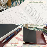 Tan Brown My Book - Luxury Faux Leather Reusable Lined Notebook