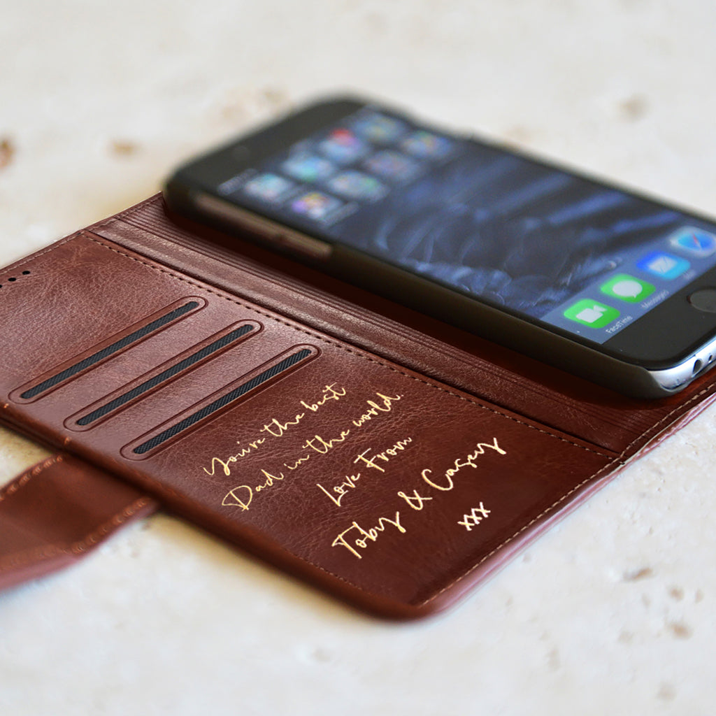 Personalised Faux Leather iPhone Case - Brown