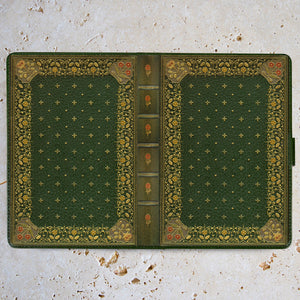 Ornate Olive Green - Luxury Faux Leather Reusable Lined Notebook