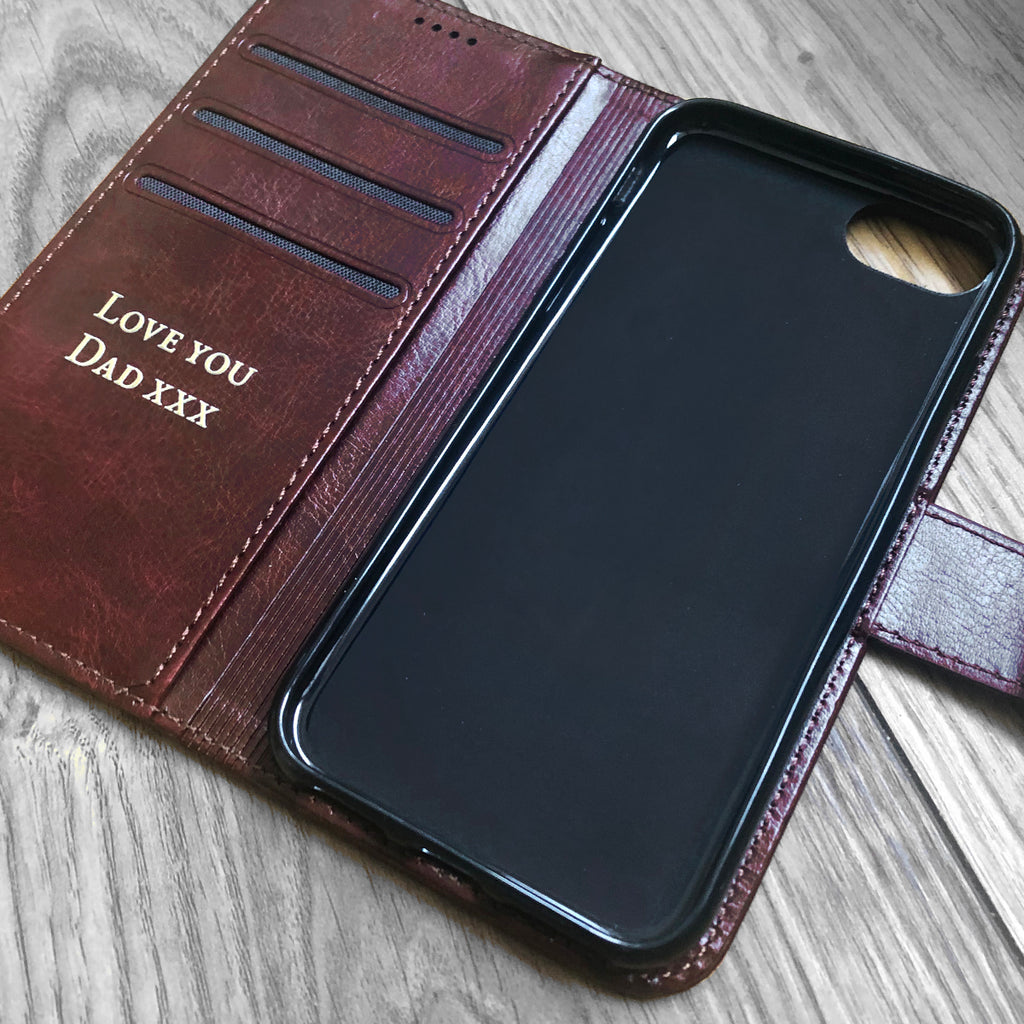 Personalised Faux Leather Samsung Phone Case - Brown
